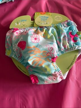i play. Aqua & Pink Sea Life Reusable Swim Diaper Cover